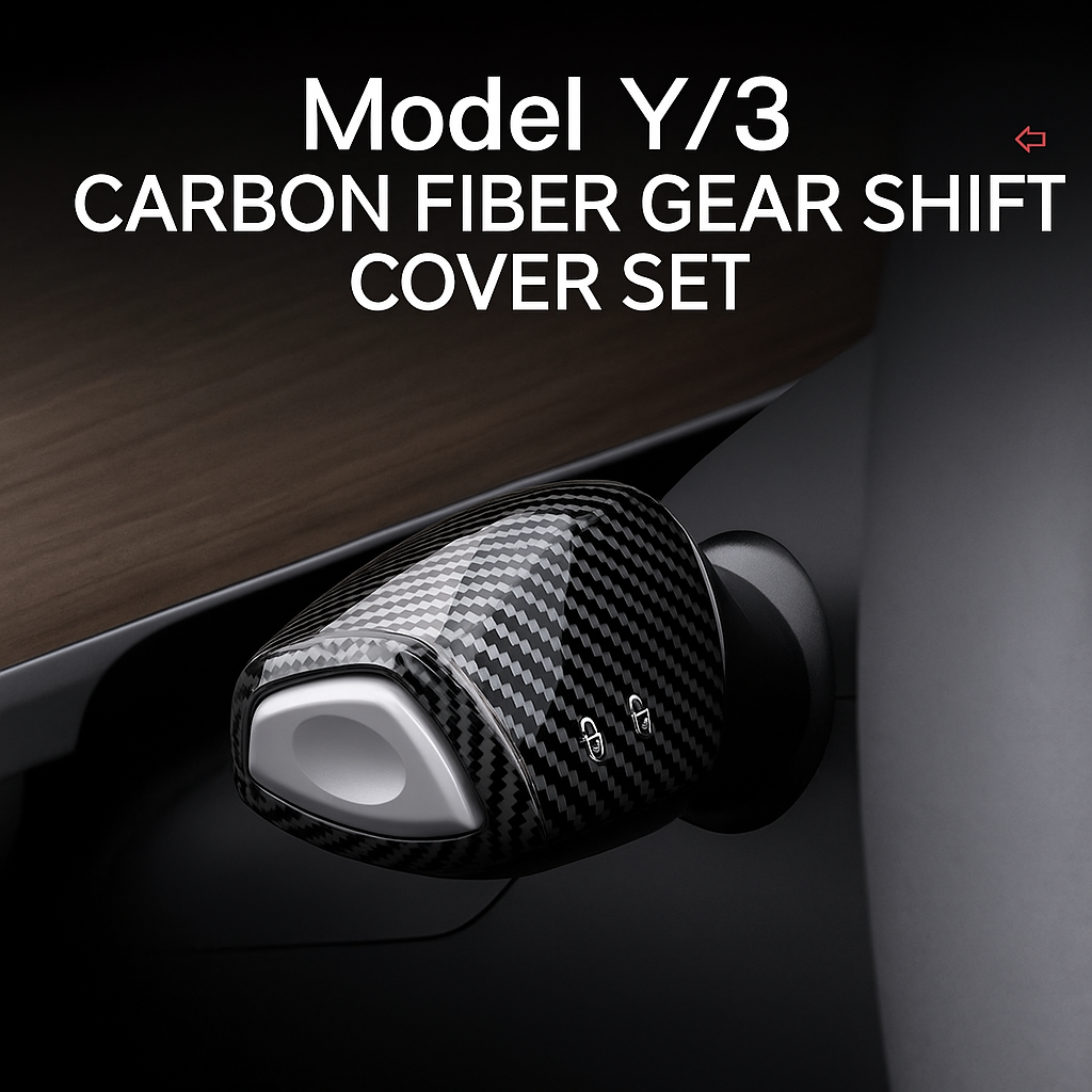 🔥Last Day - 49% Off🔥Tesla Model Y/3 Full-Cover Carbon Fiber Shift Lever Covers – Clip-On Design, Scratch Protection, Premium Fit
