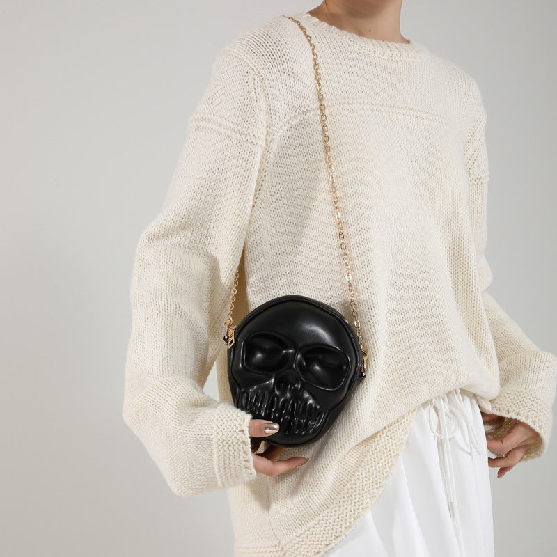 Halloween Skull Bag – Gothic Crossbody Gift with Chain Strap