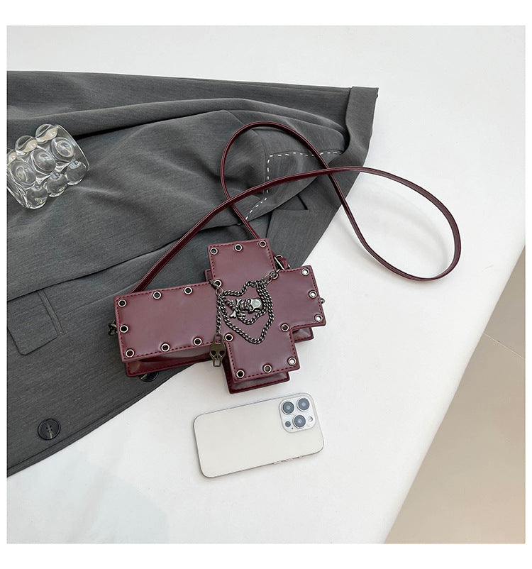 Skull Crossbody Bag – Gothic Cross Design with Chains