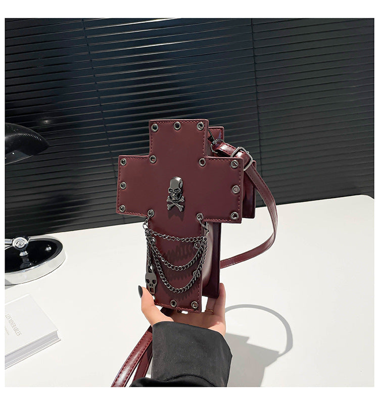 Skull Crossbody Bag – Gothic Cross Design with Chains