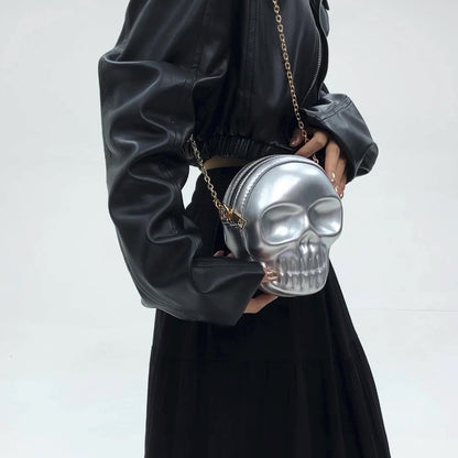 Halloween Skull Bag – Gothic Crossbody Gift with Chain Strap