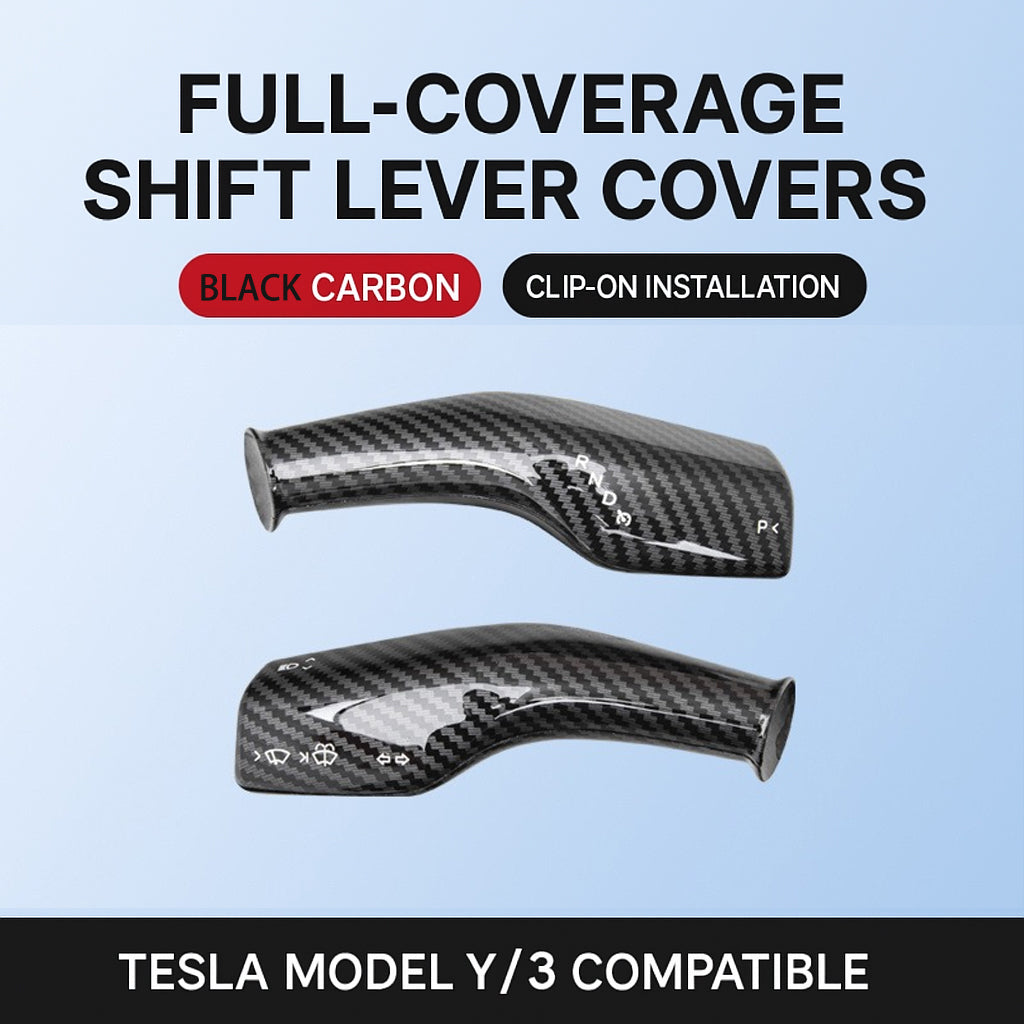 🔥Last Day - 49% Off🔥Tesla Model Y/3 Full-Cover Carbon Fiber Shift Lever Covers – Clip-On Design, Scratch Protection, Premium Fit