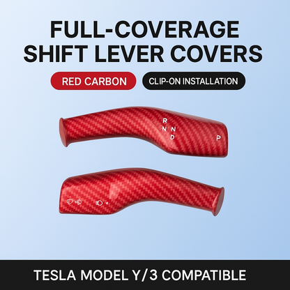 🔥Last Day - 49% Off🔥Tesla Model Y/3 Full-Cover Carbon Fiber Shift Lever Covers – Clip-On Design, Scratch Protection, Premium Fit