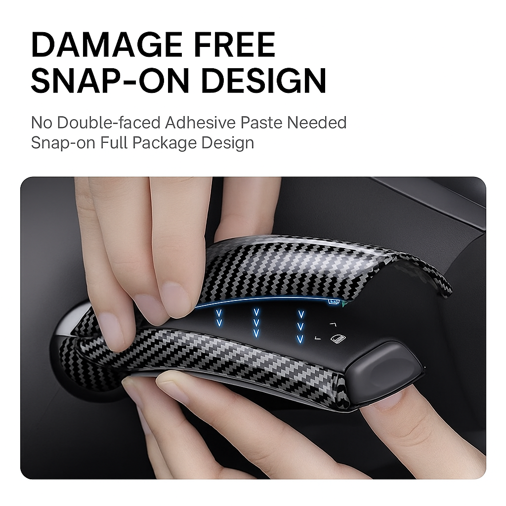 🔥Last Day - 49% Off🔥Tesla Model Y/3 Full-Cover Carbon Fiber Shift Lever Covers – Clip-On Design, Scratch Protection, Premium Fit
