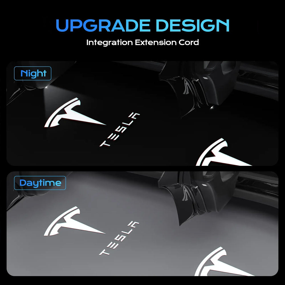 Topfit Tesla Logo LED Projector Lights – Easy Install Door Courtesy Lights for Model 3/Y/S/X, Ultra Bright 4-LED Car Door Logo Projection Lamp