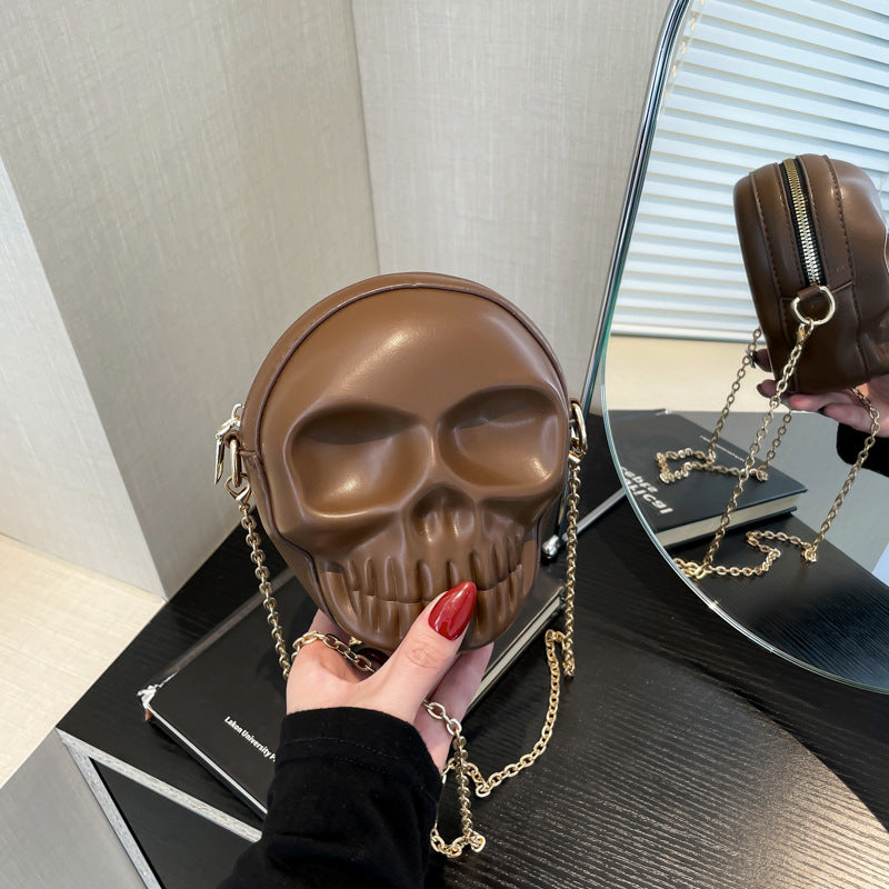 Halloween Skull Bag – Gothic Crossbody Gift with Chain Strap
