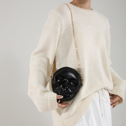 Halloween Skull Bag – Gothic Crossbody Gift with Chain Strap