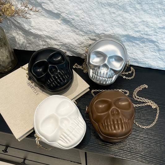 Halloween Skull Bag – Gothic Crossbody Gift with Chain Strap