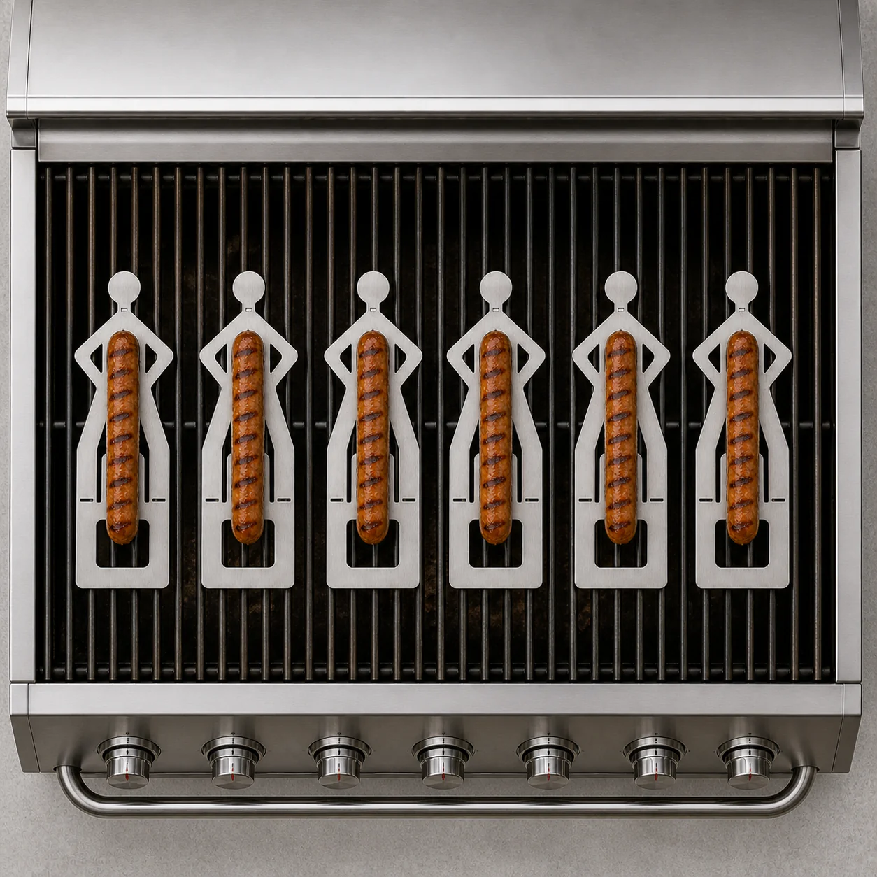 Funny Novelty BBQ Man Hot Dog Rack - Stainless Steel Sausage Grill Stand
