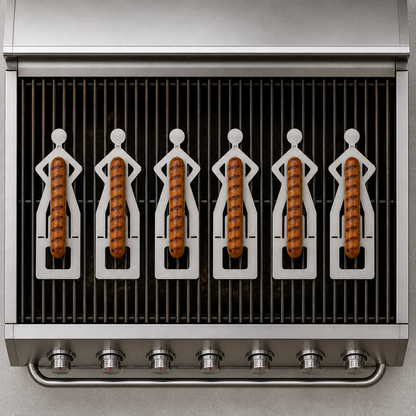 Funny Novelty BBQ Man Hot Dog Rack - Stainless Steel Sausage Grill Stand
