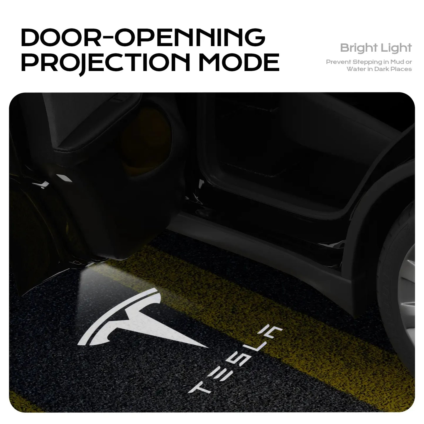 Topfit Tesla Logo LED Projector Lights – Easy Install Door Courtesy Lights for Model 3/Y/S/X, Ultra Bright 4-LED Car Door Logo Projection Lamp