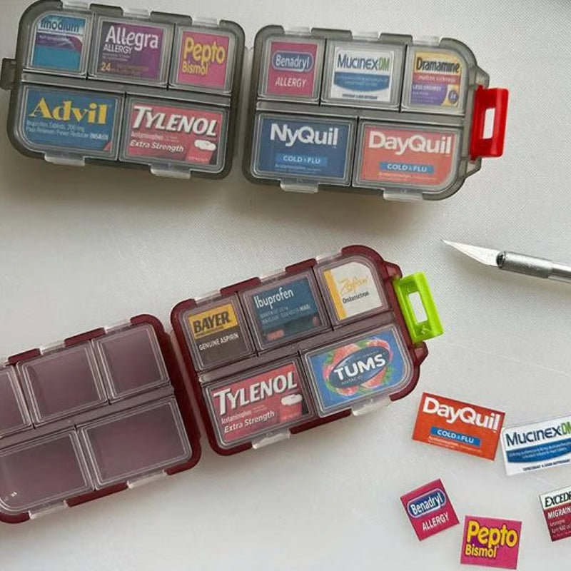 Travel Pill Organizer Box with 147 Labels