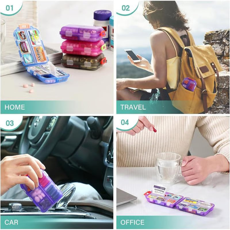 Travel Pill Organizer Box with 147 Labels