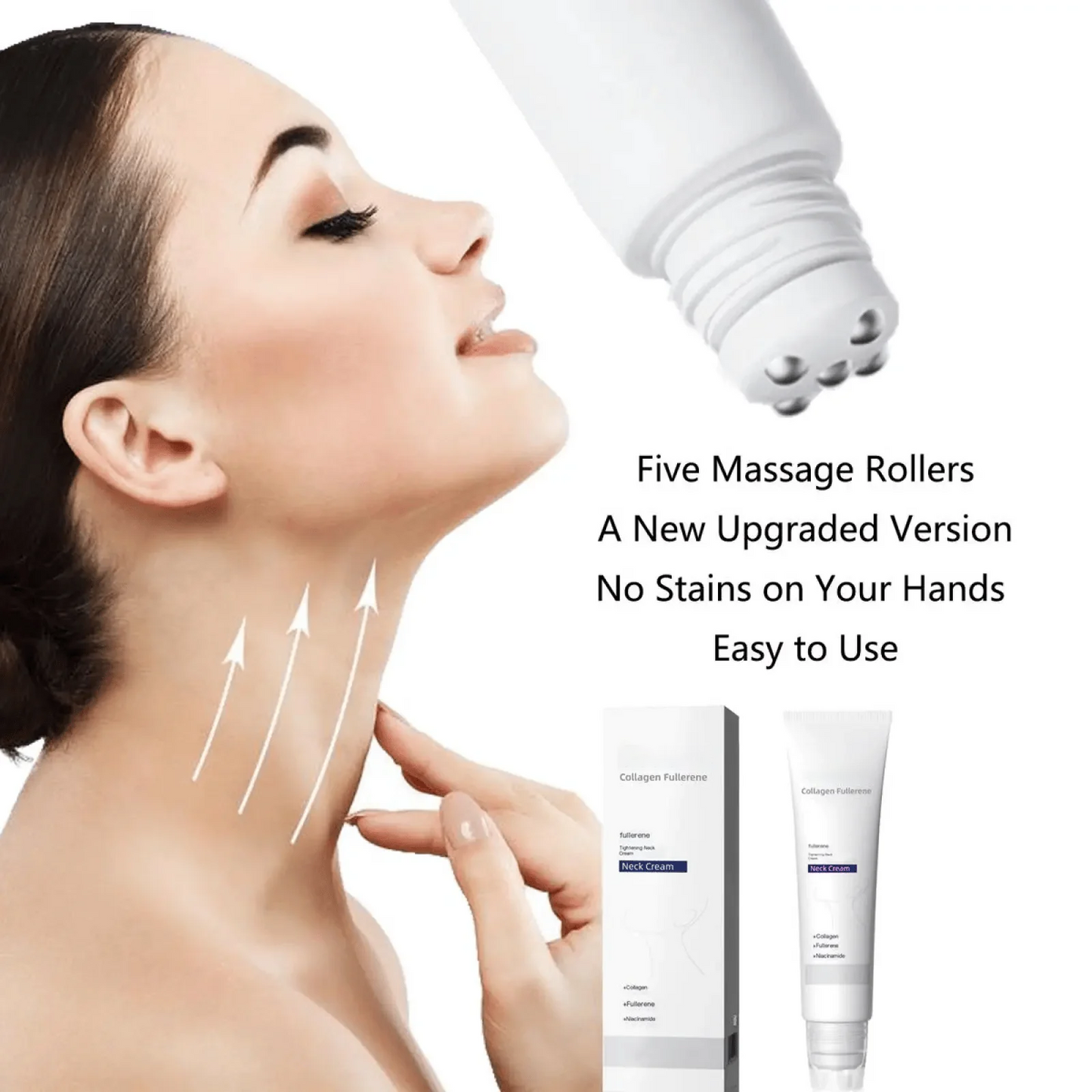 Collagen & Hyaluronic Acid Neck Firming Roller Cream – Daily Skincare Ritual