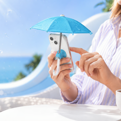 Universal Mini Phone Umbrella with Suction Cup Stand – Anti-Glare Sun Shade & Light Rain Cover, Adjustable Phone Screen Shield for Beach, Patio, and Outdoor Use