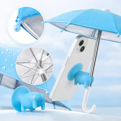Universal Mini Phone Umbrella with Suction Cup Stand – Anti-Glare Sun Shade & Light Rain Cover, Adjustable Phone Screen Shield for Beach, Patio, and Outdoor Use