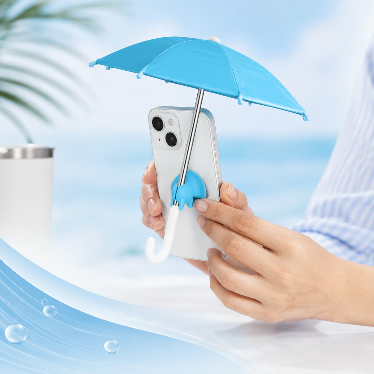 Universal Mini Phone Umbrella with Suction Cup Stand – Anti-Glare Sun Shade & Light Rain Cover, Adjustable Phone Screen Shield for Beach, Patio, and Outdoor Use