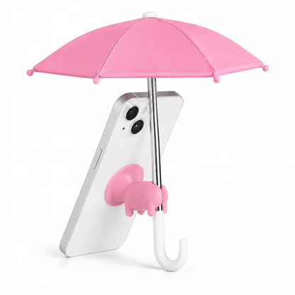 Universal Mini Phone Umbrella with Suction Cup Stand – Anti-Glare Sun Shade & Light Rain Cover, Adjustable Phone Screen Shield for Beach, Patio, and Outdoor Use