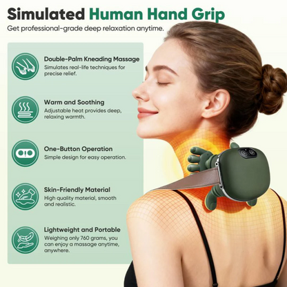 Wireless 3D Kneading Neck & Back Massager with Heat — Lightweight Wellness Gift