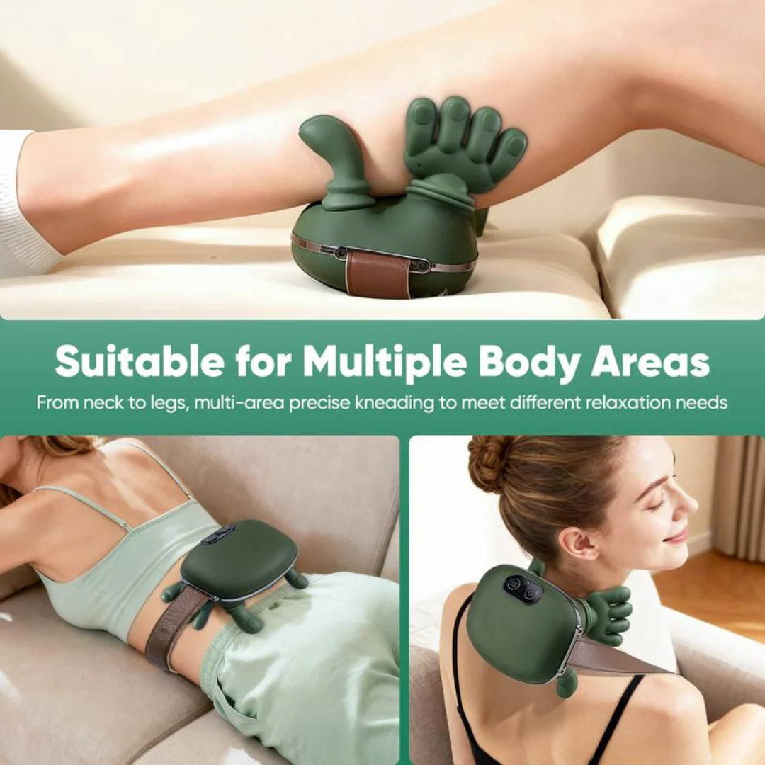 Wireless 3D Kneading Neck & Back Massager with Heat — Lightweight Wellness Gift