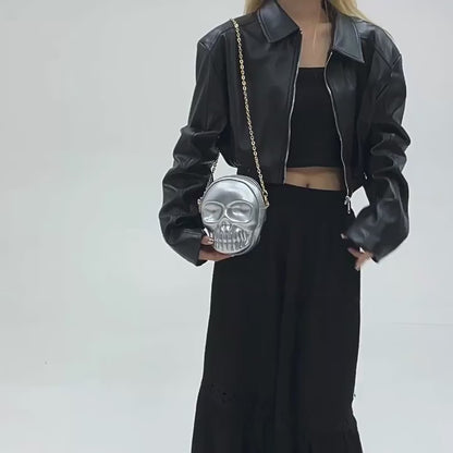 Halloween Skull Bag – Gothic Crossbody Gift with Chain Strap