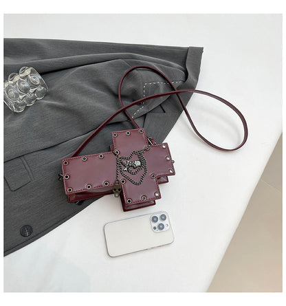 Skull Crossbody Bag – Gothic Cross Design with Chains