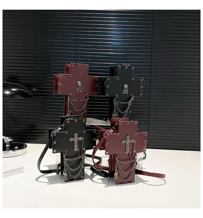 Skull Crossbody Bag – Gothic Cross Design with Chains